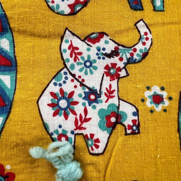 Retro Vintage HAND STITCHED Child Blanket Yellow Orange Multi Animals ADORABLE - Picture 13 of 13